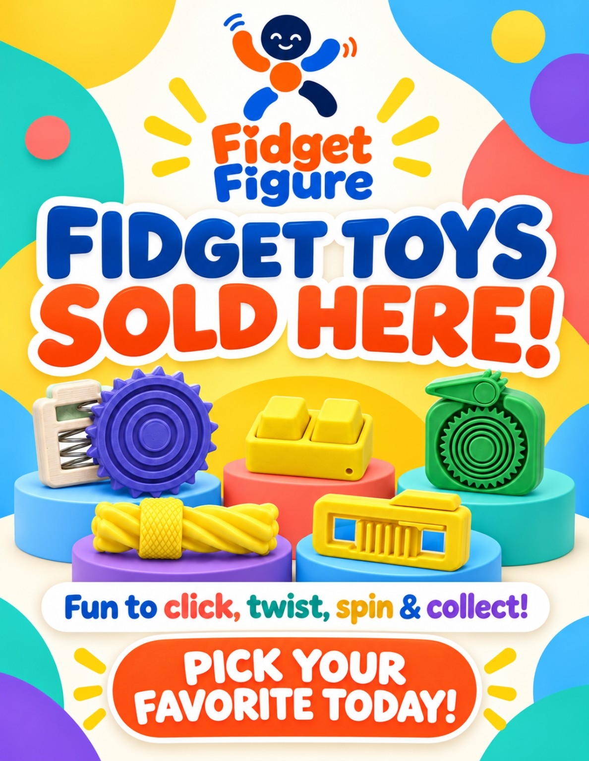 Colorful kid-friendly Fidget Figure toys sold here poster